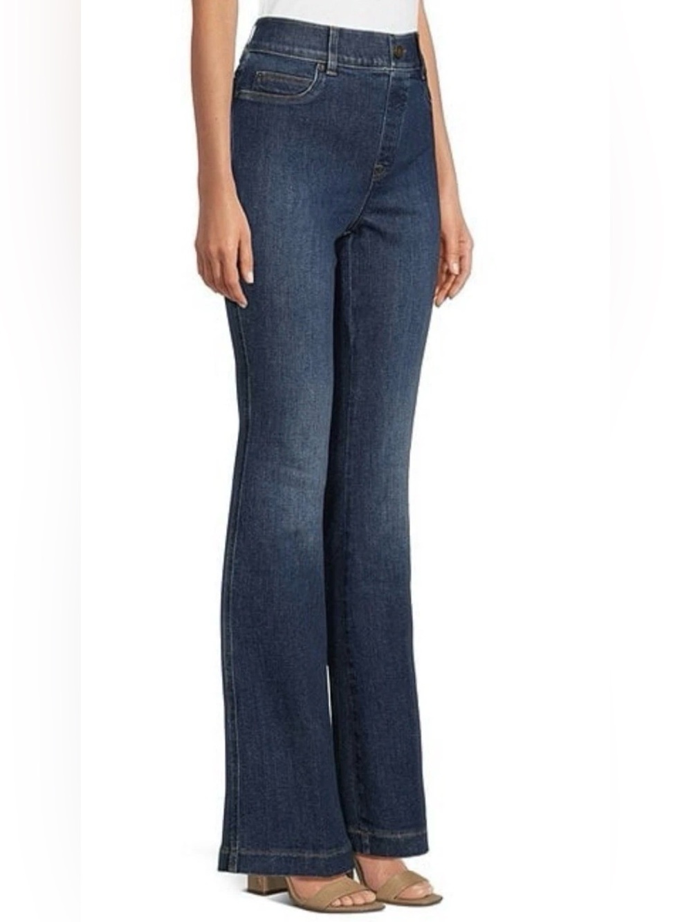SPANX Shape EveryWear High Rise Pull-On Stretch Flare Jeans In Blue, Large Tall